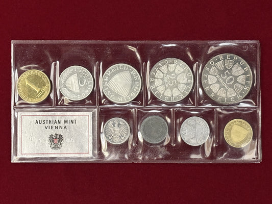 [Austria] Proof set, 9 coins including silver coins, 1966 [C-0000005]