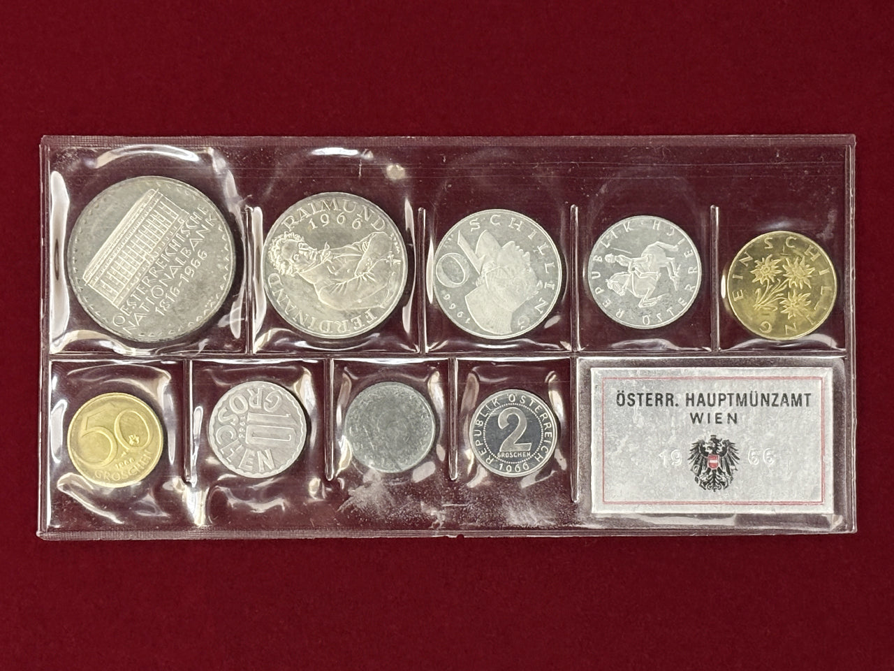[Austria] Proof set, 9 coins including silver coins, 1966 [C-0000005]