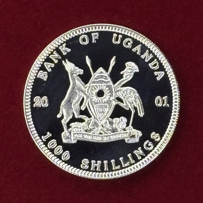 Price Reduced [Uganda] African Animal Rhino 1000 Shilling Proof 2001 [C-0000785]