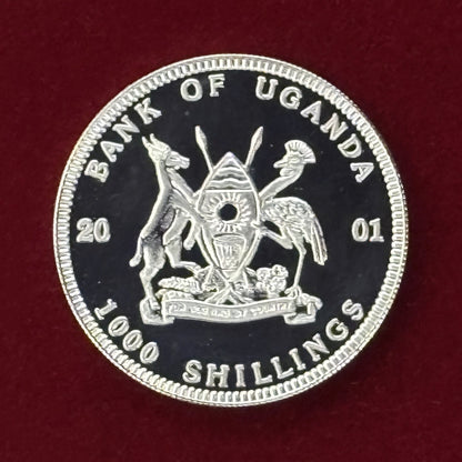 Price Reduced [Uganda] African Animal Buffalo 1000 Shilling Proof 2001 [C-0000787]
