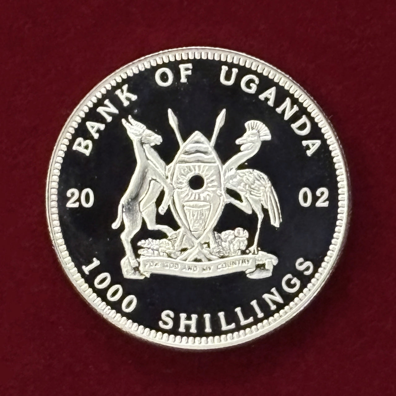 Price Reduced [Uganda] Marine Creature Hammerhead Shark 1000 Shillings Proof 2002 [C-0000790]