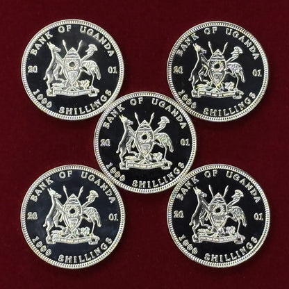 Price Reduced [Uganda] African Animals Coin Set, Proof, Set of 5, 2001 [C-0000797]