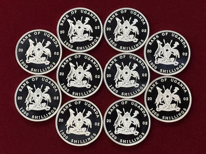 Price Reduced [Uganda] Sea Creatures Coin Set, Proof, 10-Piece Set, 2002 [C-0000798]