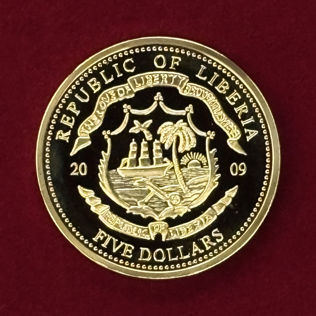 [Liberia] Barack Obama Inauguration Commemorative 5 Dollar Gold Plated 2009 [C-0000800]