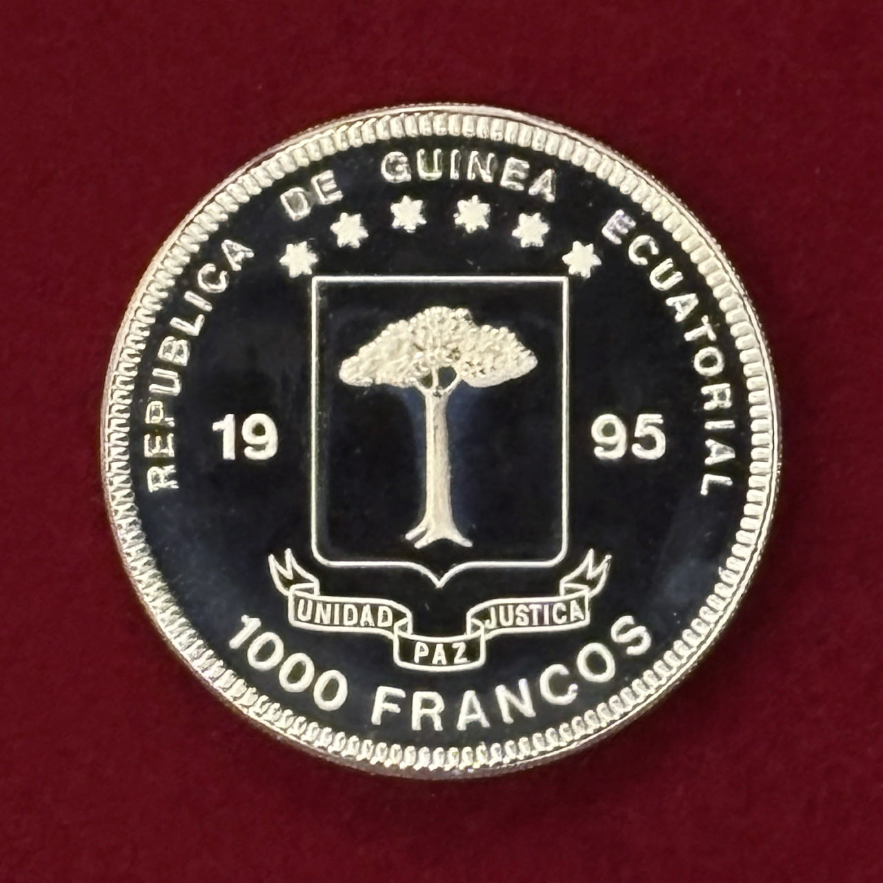 [Equatorial Guinea] Basel Taube Stamp 150th Anniversary 1000 Franc Nickel Brass Coin 1995 [C-0000802]