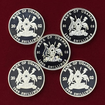 Price Reduced [Uganda] FIFA World Cup Korea/Japan Coin Set, Proof, 5-Piece Set, 2002 [C-0000821]