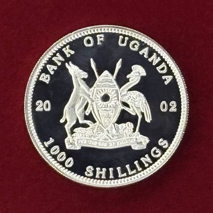 Price Reduced [Uganda] FIFA World Cup Korea/Japan Goal Net 1000 Shillings Proof 2002 [C-0000823]