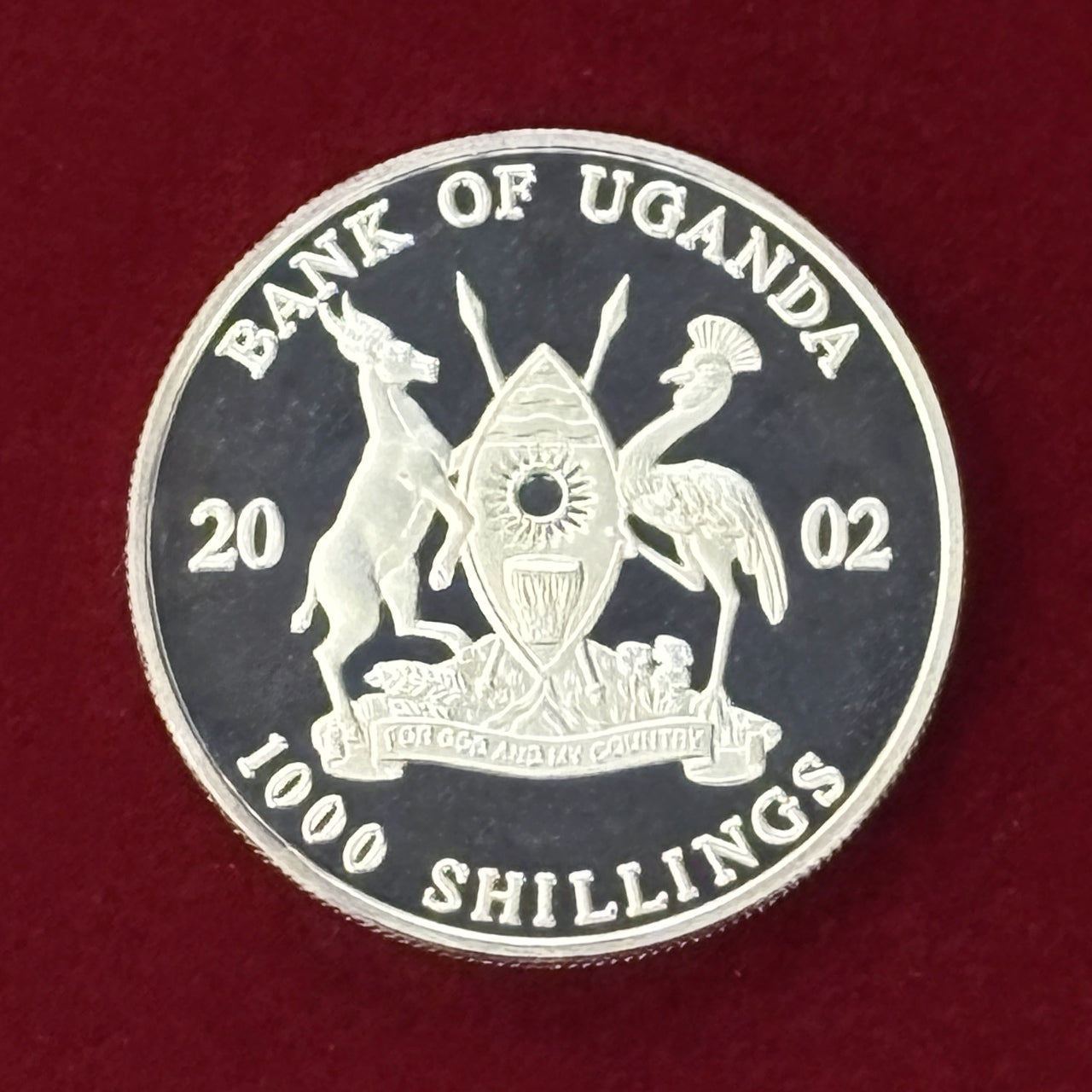 Price Reduced [Uganda] FIFA World Cup Korea/Japan Header 1000 Shilling Proof 2002 [C-0000824]