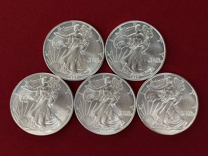 [USA] American Eagle Silver Dollar 1 Dollar Silver Coin, Set of 5, 1997 [C-0000854]