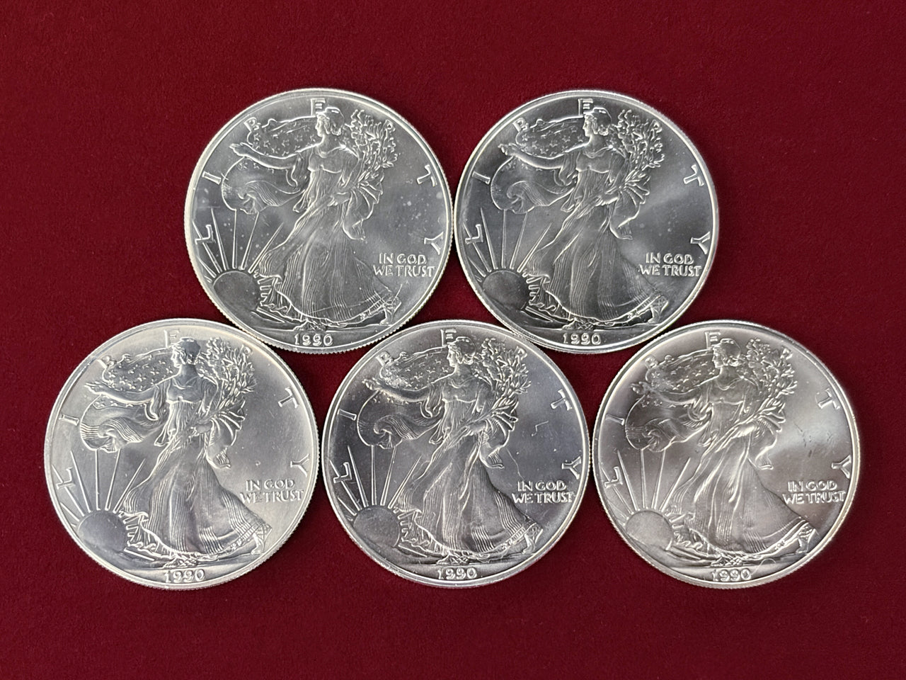 [USA] American Eagle Silver Dollar 1 Dollar Silver Coin, Set of 5, 1997 [C-0000854]