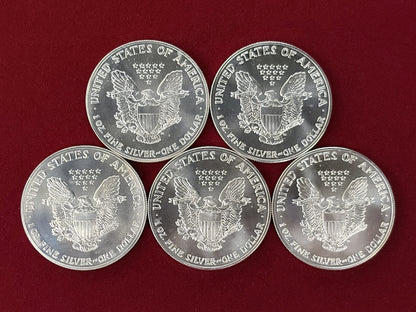 [USA] American Eagle Silver Dollar 1 Dollar Silver Coin, Set of 5, 1997 [C-0000854]