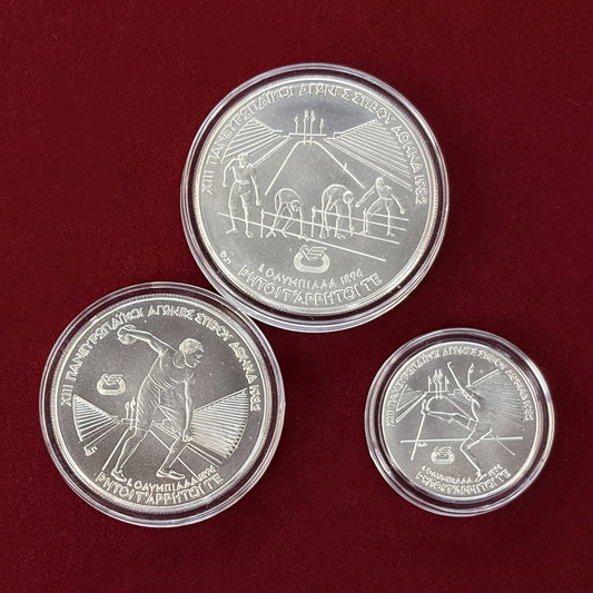 【ギリシャ】第13回ヨーロッパ陸上競技選手権大会記念 コインセット 3枚組 1982［C-0000863］