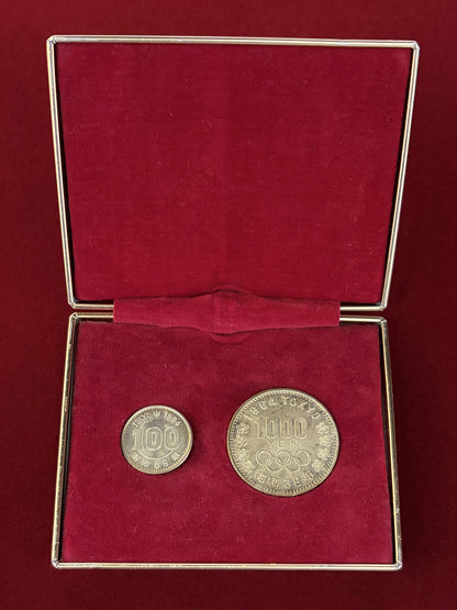 [Japan] 1964 Tokyo Olympics Commemorative Silver Coin Set of 2 1964 (Showa 39) [C-0000313]