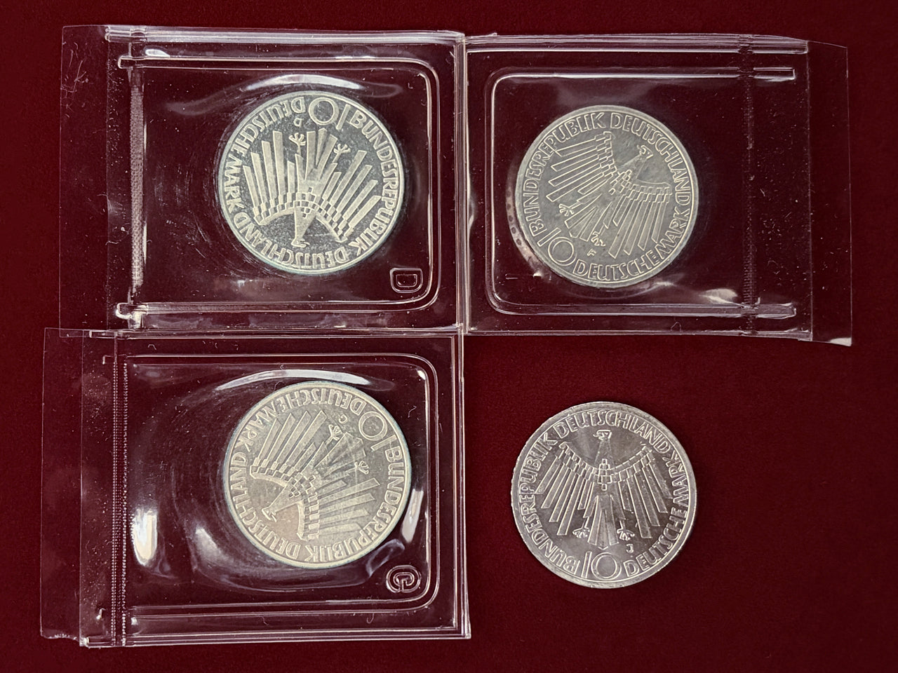 【西ドイツ】ミュンヘンオリンピック ミントセット 10マルク 銀貨 4枚組 1972［C-0000878］