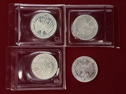 【西ドイツ】ミュンヘンオリンピック ミントセット 10マルク 銀貨 4枚組 1972［C-0000878］