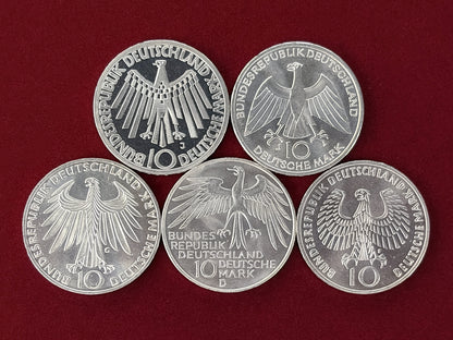 【西ドイツ】ミュンヘンオリンピック記念 10マルク銀貨 5種セット 1972［C-0000879］