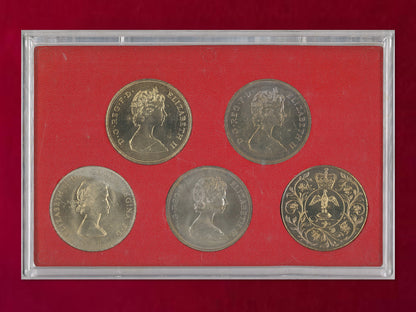 【イギリス】エリザベス女王2世ご治世下記念クラウンセット 白銅貨5枚組［C-0000880］