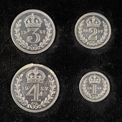 【イギリス】マウンディセット 銀貨4枚組 1957［C-0000887］