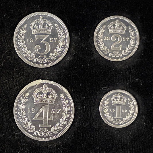 【イギリス】マウンディセット 銀貨4枚組 1957［C-0000887］
