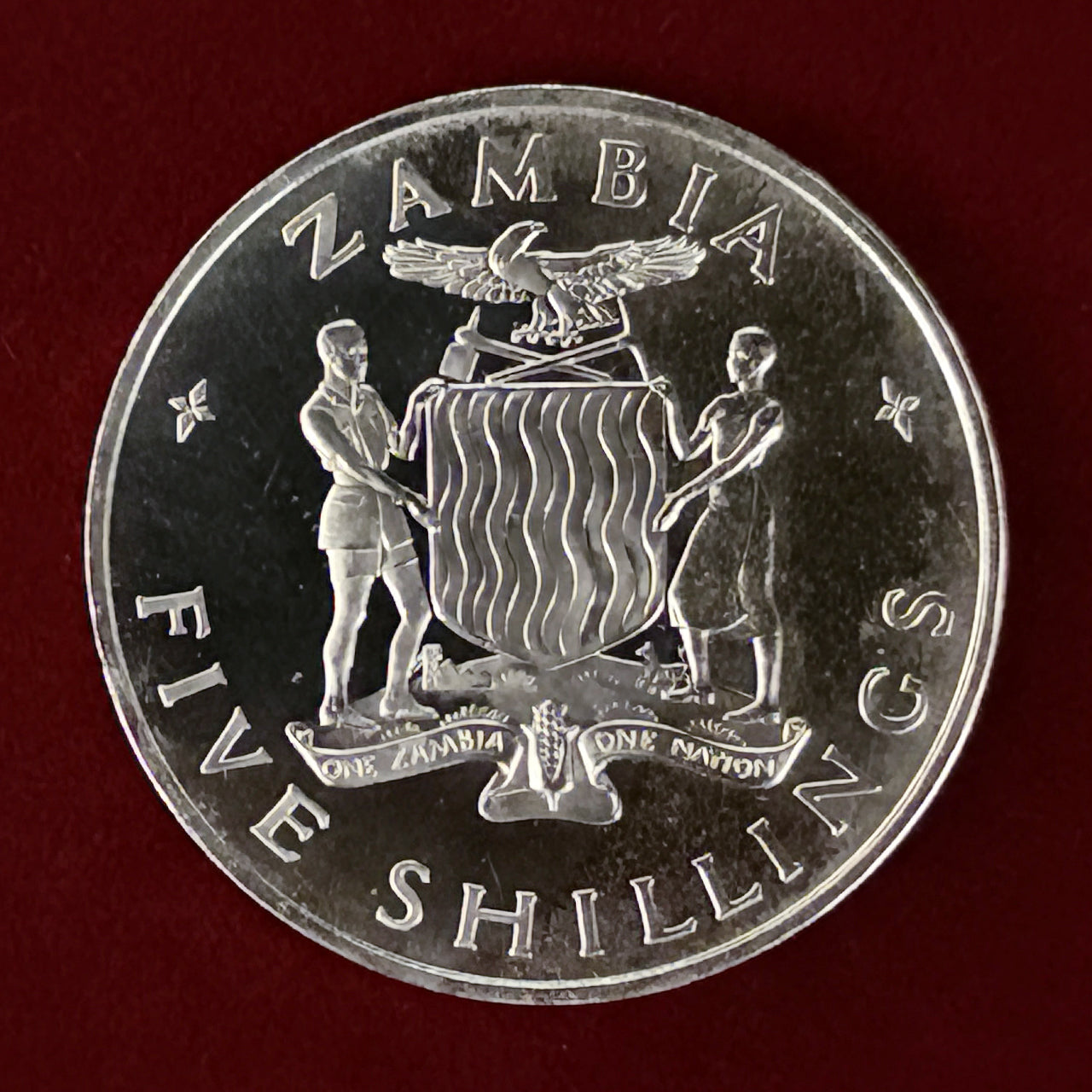 【ザンビア】独立記念 5シリング ニッケル黄銅貨 プルーフ 1965［C-0000890］