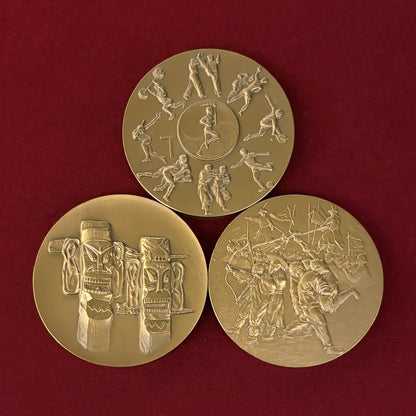 【韓国】第10回アジア大会記念 銅製メダル 3枚組 1986［C-0000894］