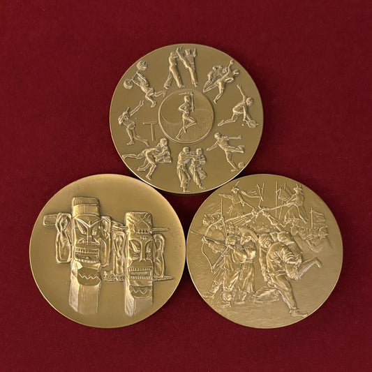 【韓国】第10回アジア大会記念 銅製メダル 3枚組 1986［C-0000894］