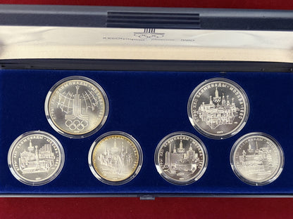 [Russia] Silver coin set commemorating the 1977 Moscow Olympics, set of 6 [C-0000046]
