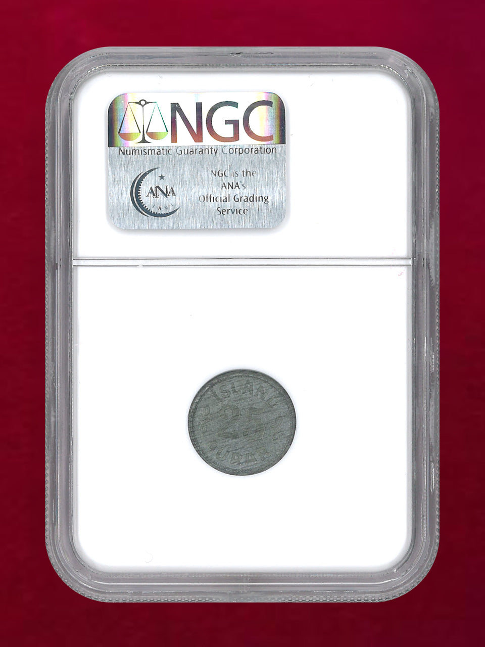 【アイスランド】25エイリル 亜鉛貨 1942 NGC MS 63［C-0000899］