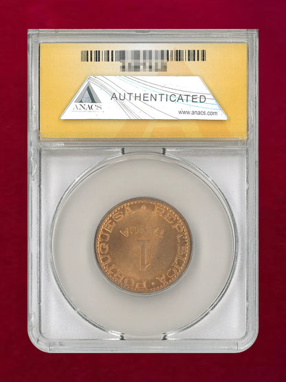【ポルトガル領インド】1タンガ 青銅貨 1947 ANACS MS 64 RED［C-0000900］