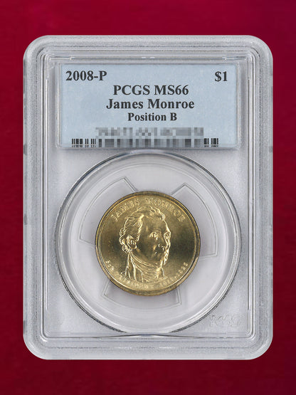 【アメリカ】第5代大統領 ジェームズ・モンロー 1ドル 銅貨 2008P PCGS MS66［C-0000931］