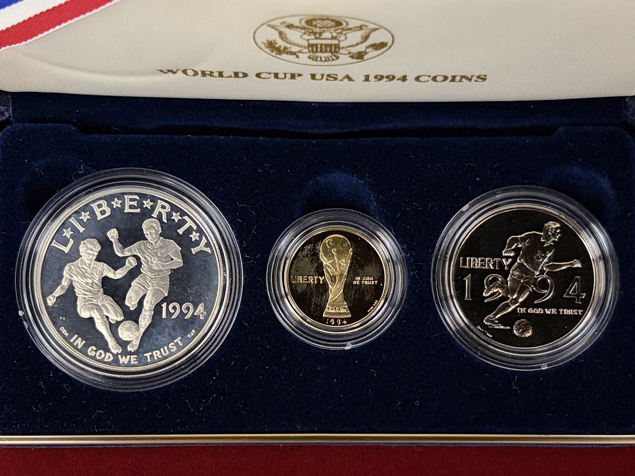 【アメリカ】1994年FIFAワールドカップアメリカ大会記念 プルーフセット 3枚組 1994［C-0000939］