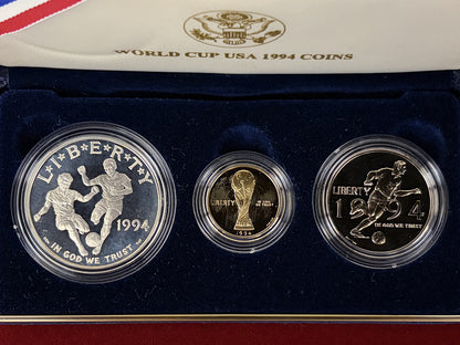 【アメリカ】1994年FIFAワールドカップアメリカ大会記念 プルーフセット 3枚組 1994［C-0000939］