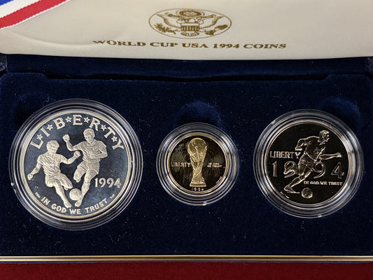 【アメリカ】1994年FIFAワールドカップアメリカ大会記念 プルーフセット 3枚組 1994［C-0000939］