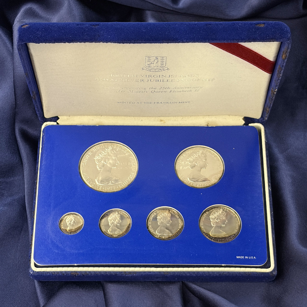 【英領ヴァージン諸島】エリザベス女王在位25周年記念 シルバープルーフセット 6枚組 1977［C-0000945］