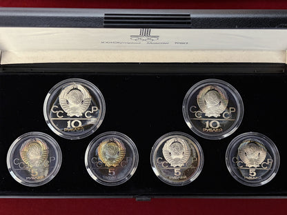 【ロシア】1980年モスクワオリンピック記念 シルバープルーフセット 6枚組 1977［C-0000951］