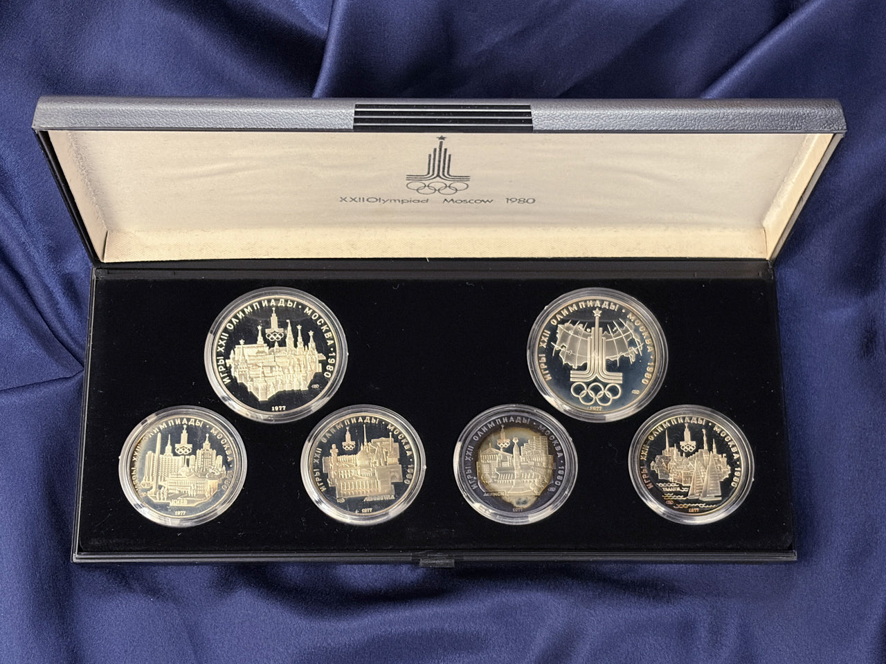 【ロシア】1980年モスクワオリンピック記念 シルバープルーフセット 6枚組 1977［C-0000951］