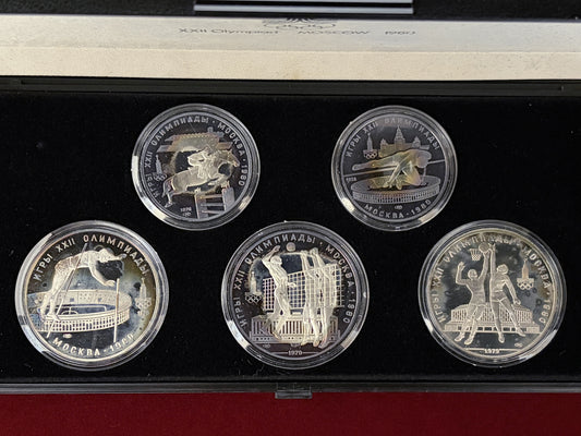 【ロシア】1980年モスクワオリンピック記念 シルバープルーフセット 5枚組 1979［C-0000952］
