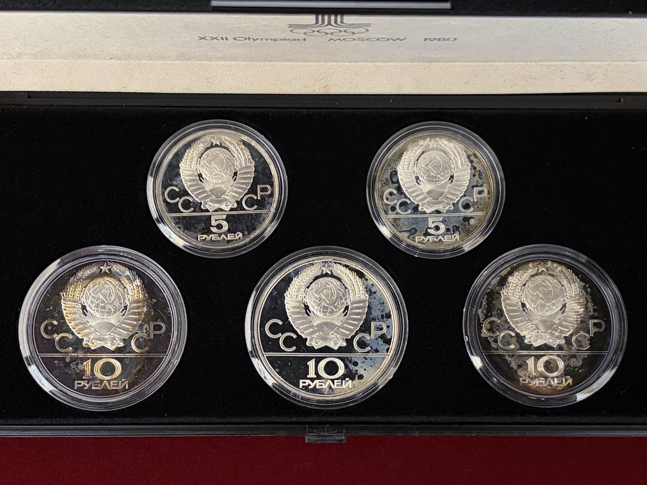 【ロシア】1980年モスクワオリンピック記念 シルバープルーフセット 5枚組 1979［C-0000952］