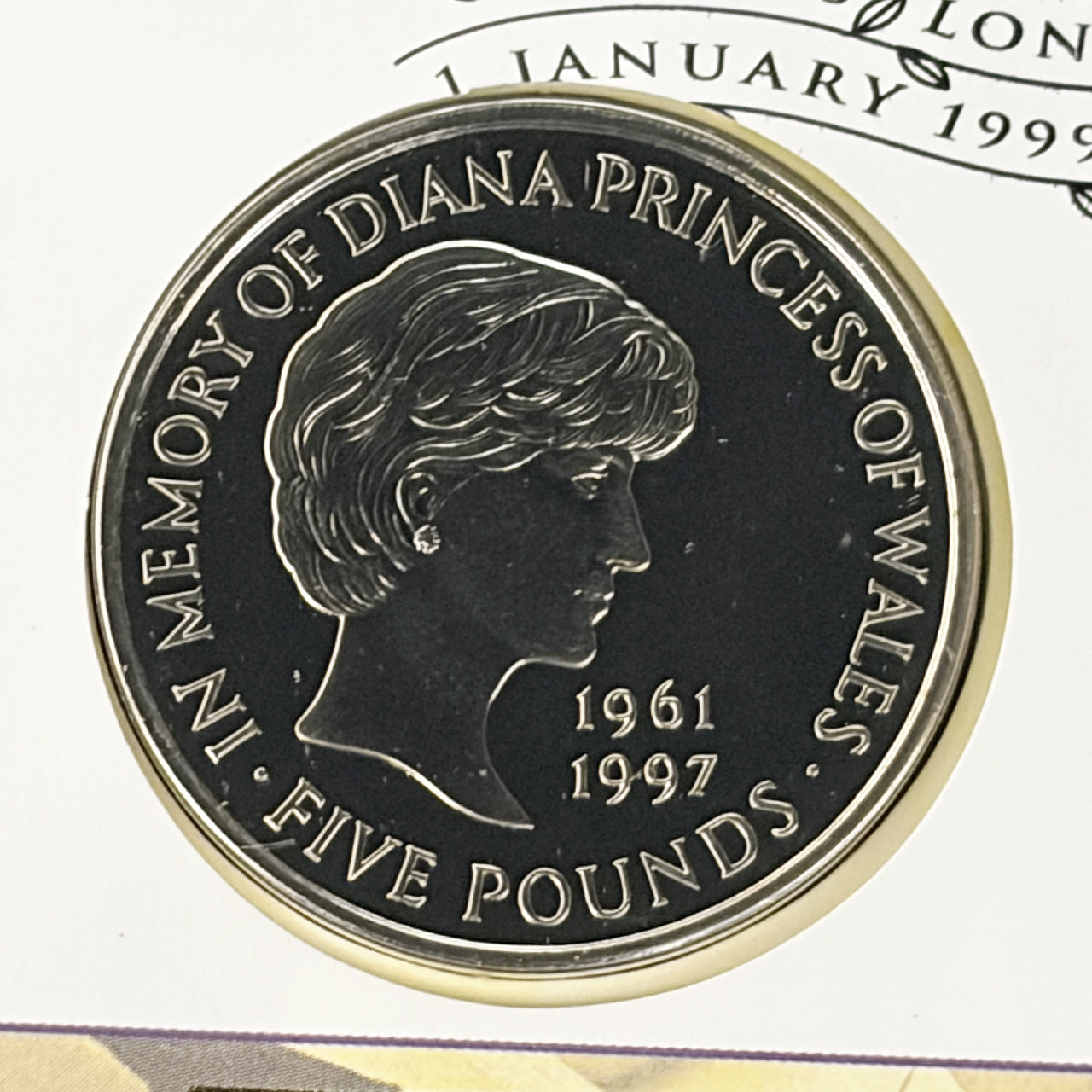 【イギリス】ダイアナ妃追悼 5ドル 白銅貨 切手付き 1997［C-0000957］