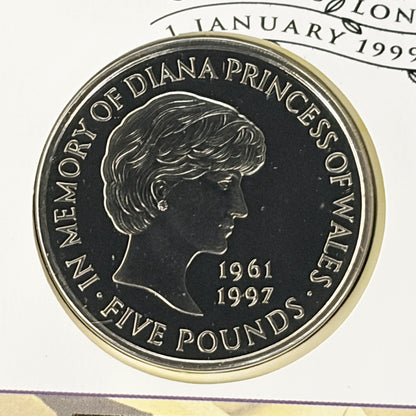 【イギリス】ダイアナ妃追悼 5ドル 白銅貨 切手付き 1997［C-0000957］