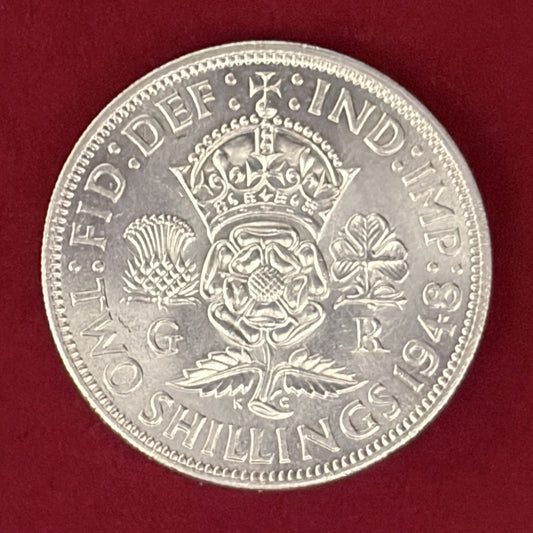 【イギリス】2シリング 白銅貨 1948［C-0000981］