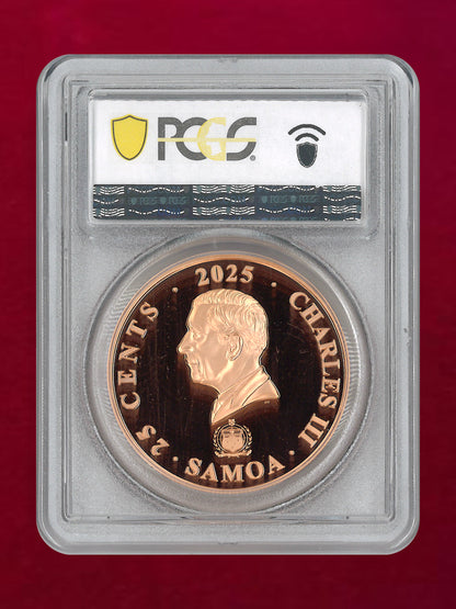 【サモア】中国の軒丸瓦 朱雀 25セント 銅貨 2025 PCGS PR70DCAM［C-0000984］