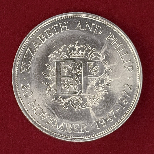 [UK] Queen Elizabeth II and Prince Philip 25th Wedding Anniversary 25p Cupronickel Coin 1972 [C-0000680]