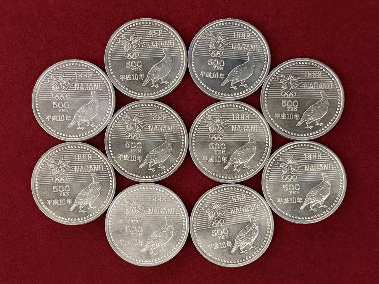 【日本】長野オリンピック冬季競技大会記念500円 白銅貨 3次 フリースタイル 10枚組 平成10(1998)［C-0000992］