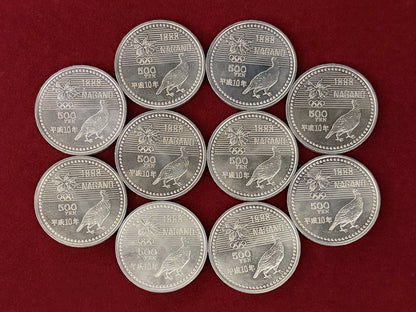 【日本】長野オリンピック冬季競技大会記念500円 白銅貨 3次 フリースタイル 10枚組 平成10(1998)［C-0000992］