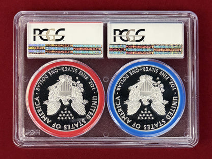 【アメリカ】アメリカンシルバーイーグルダラー 1ドル 銀貨 プルーフ 2017 2枚組 PCGS PR70DCAM［C-0000993］