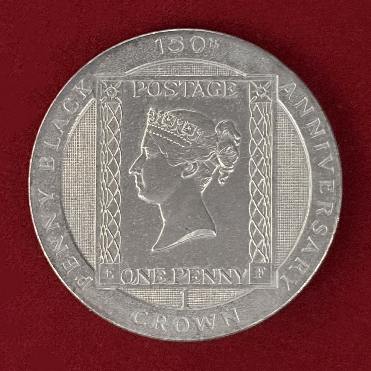 【マン島】ペニー・ブラック発行150周年記念 クラウン 白銅貨 1990［C-0000997］