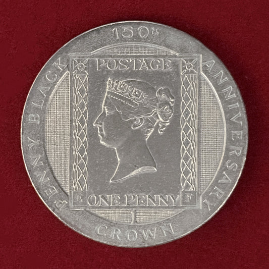 【マン島】ペニー・ブラック発行150周年記念 クラウン 白銅貨 1990［C-0000997］