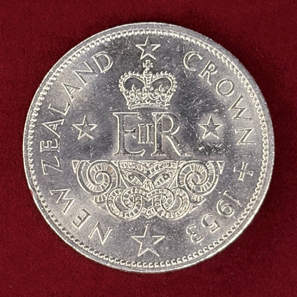 【ニュージーランド】エリザベス2世女王戴冠式記念 クラウン 白銅貨 1953［C-0000999］