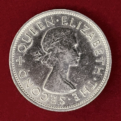 【ニュージーランド】エリザベス2世女王戴冠式記念 クラウン 白銅貨 1953［C-0000999］